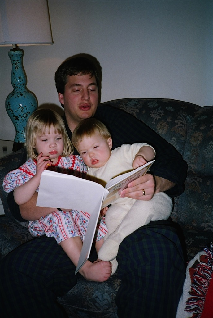 Lane reading to Sarah and Nate